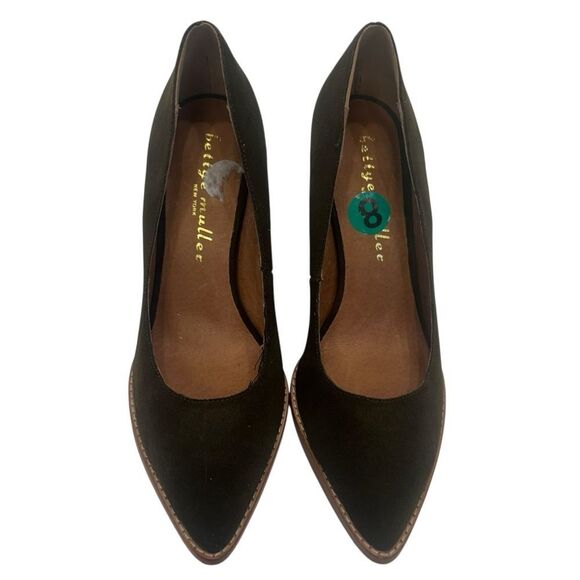 ANTHROPOLOGIE BETTYE MULLER Olive Green Suede Heels Size 8 M - Picture 7 of 9